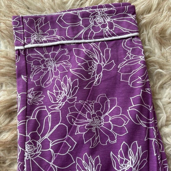 NWT Peony Pajama Set Purple Floral White Long Sleeve - Picture 3 of 5